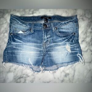 Forever 21 Distressed Light Blue Denim Cutoff Shorts